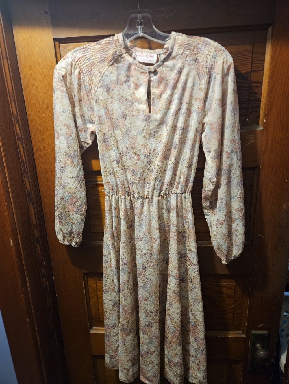 Vintage Route One Petite Miss Pastel Floral Long Sleeve Midi Dress